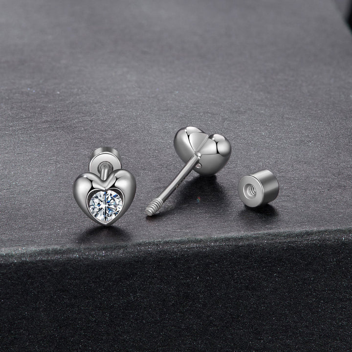 925 Sterling Silver Moissanite Earrings 0.5cm for Women