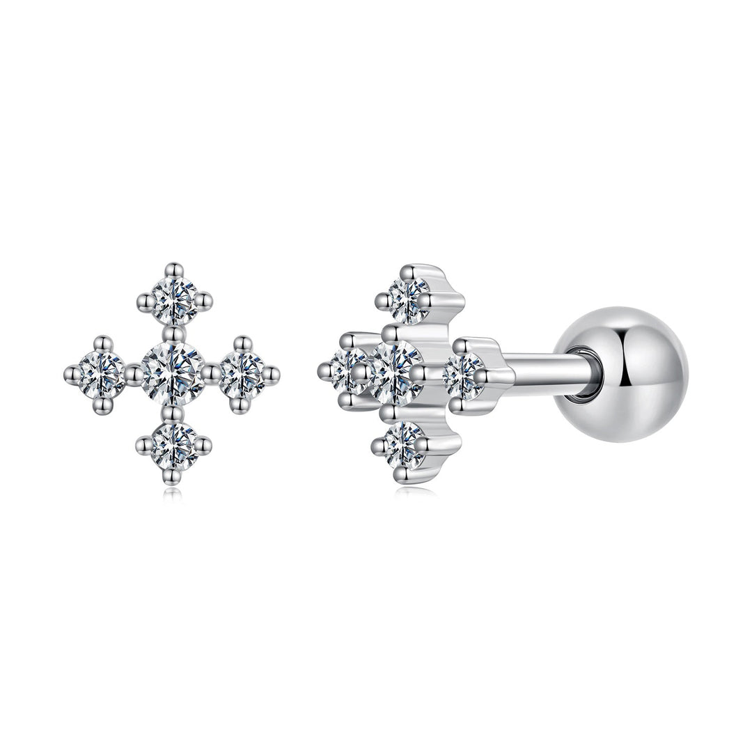 925 Sterling Silver Moissanite Earrings White Gold Plated 0.5cm for Women