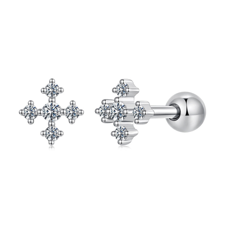 925 Sterling Silver Moissanite Earrings White Gold Plated 0.5cm for Women