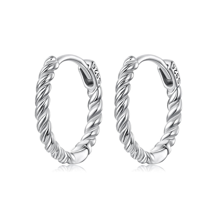 925 Sterling Silver Plated White Gold Earrings Size 1.4x0.2cm for Women