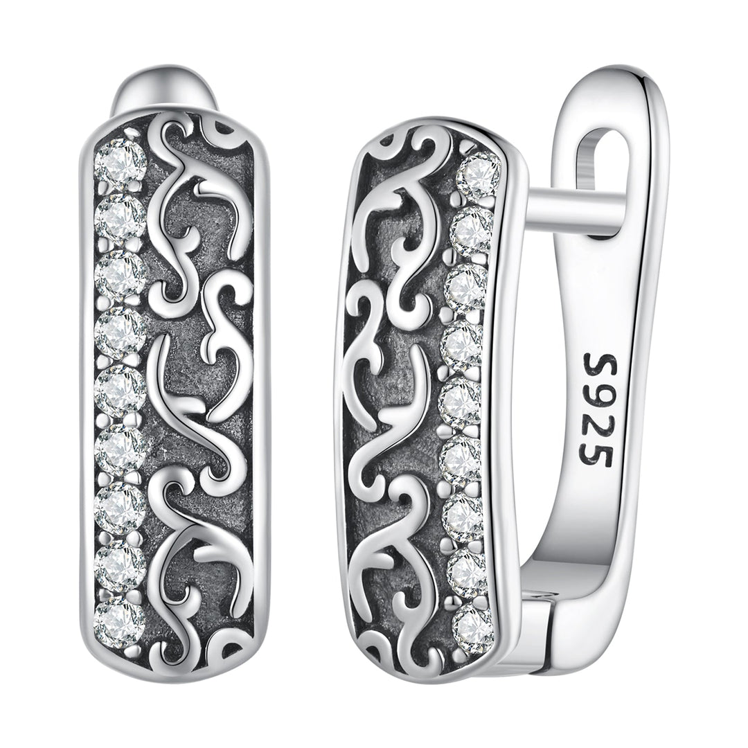 925 Sterling Silver Earrings with Pavé Setting CZ - 1.3m x 0.5m for Women