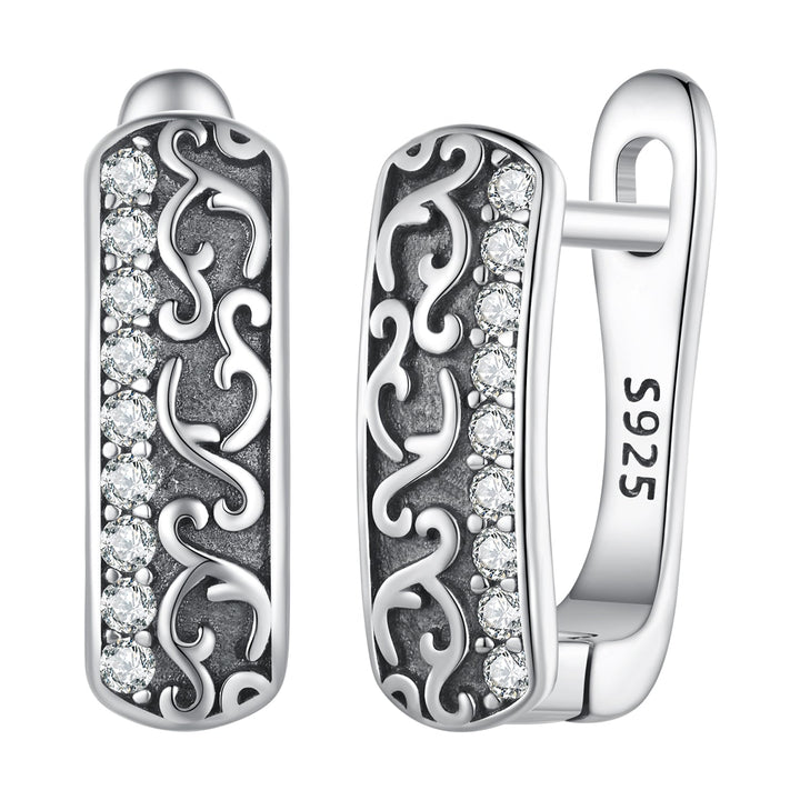 925 Sterling Silver Earrings with Pavé Setting CZ - 1.3m x 0.5m for Women