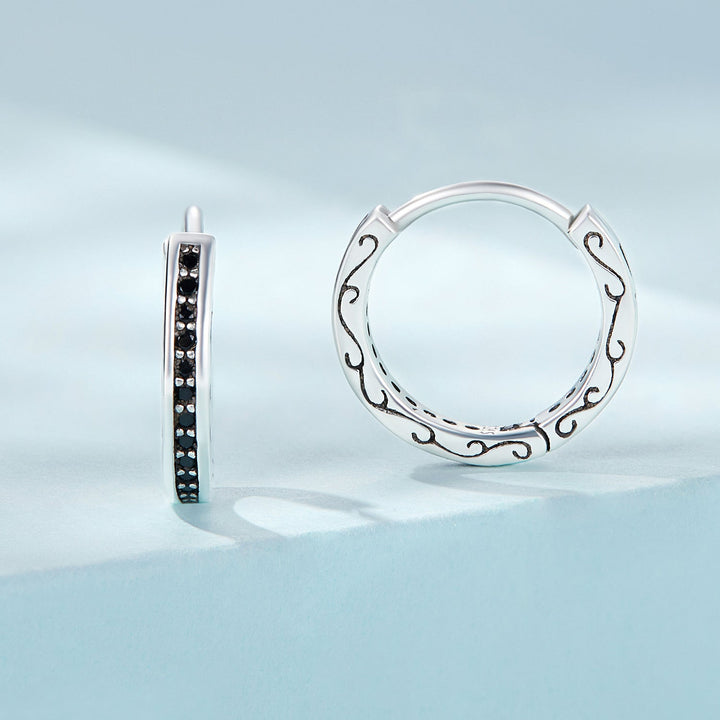 925 Sterling Silver Oxidized Pavé CZ Earrings
