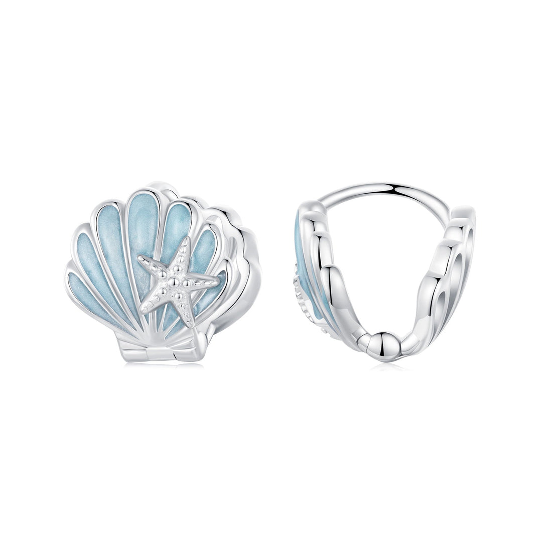 925 Sterling Silver White Gold Plated Enamel Earrings for Women 11x11mm