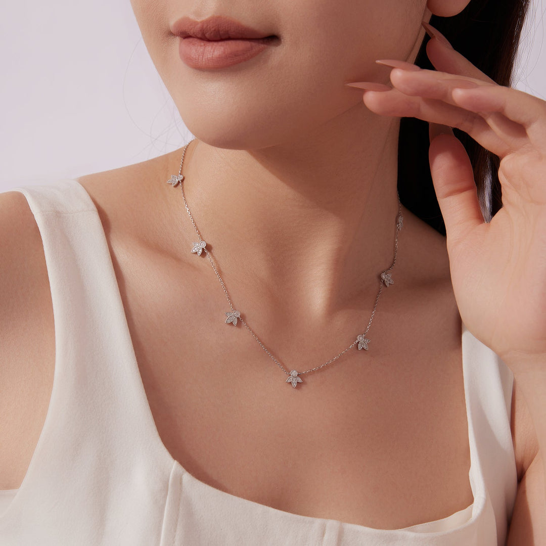 925 Sterling Silver Moissanite 0.25 Carat Necklace with Pavé Setting for Women