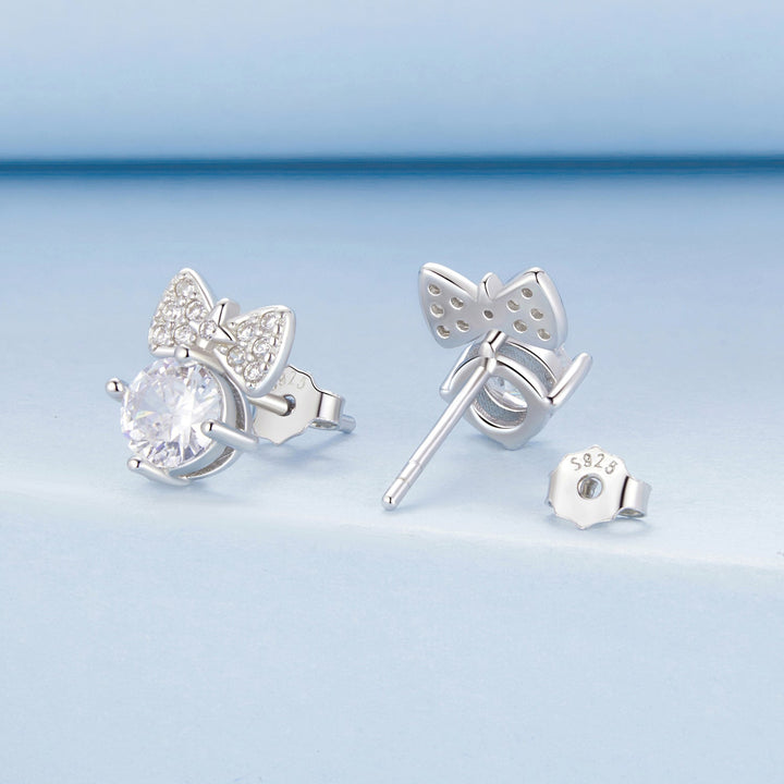 925 Sterling Silver Earrings with CZ and White Gold Plating for Women