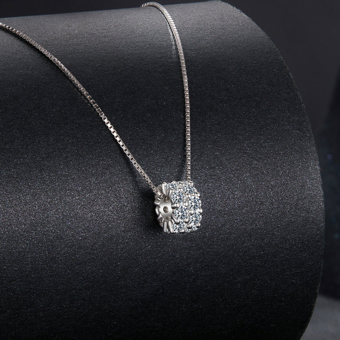 925 Sterling Silver &amp; Moissanite Necklace, 40+5cm Length, White Gold Plated, Women&