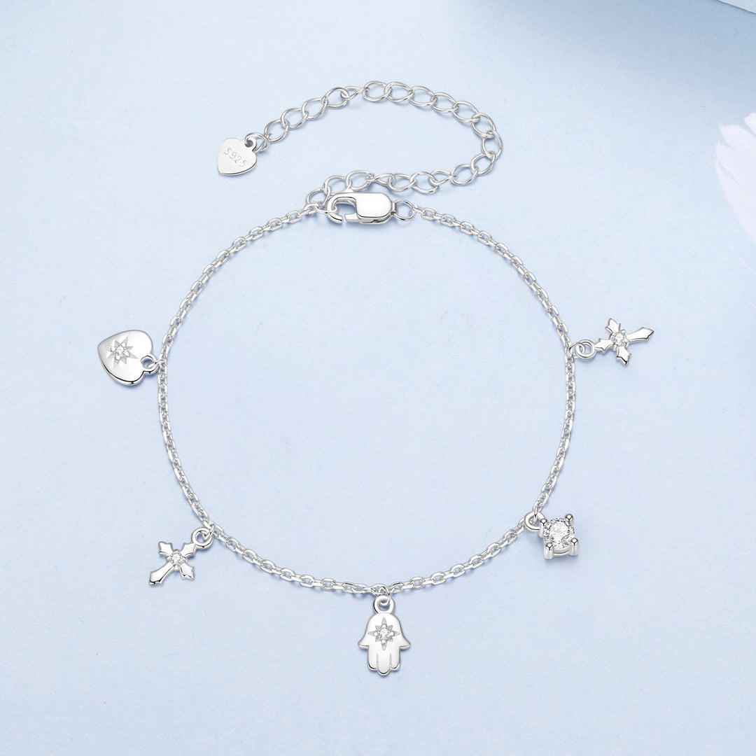 925 Sterling Silver Bracelet with Plated White Gold and Pavé Setting CZ