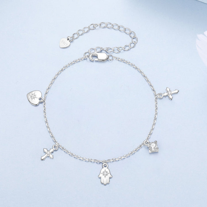 925 Sterling Silver Bracelet with Plated White Gold and Pavé Setting CZ