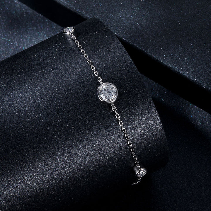 925 Sterling Silver 5mm Moissanite &amp; 3mm Moissanite Bracelet for Women