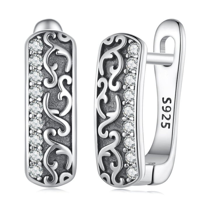925 Sterling Silver Earrings with Pavé Setting CZ - 1.3m x 0.5m for Women