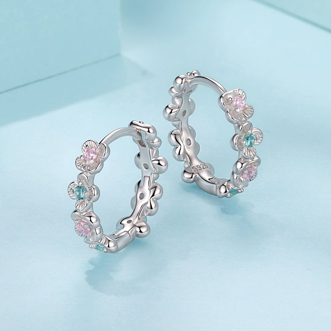925 Sterling Silver Earrings with CZ and White Gold Plating