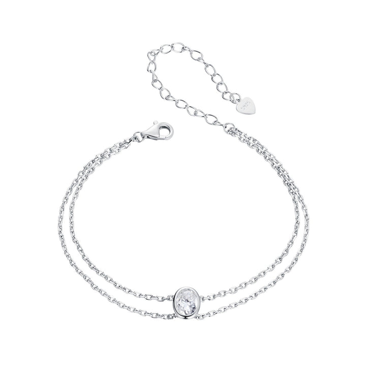 925 Sterling Silver Moissanite 1 Carat Bracelet for Women - White Gold Plated, 150+60mm