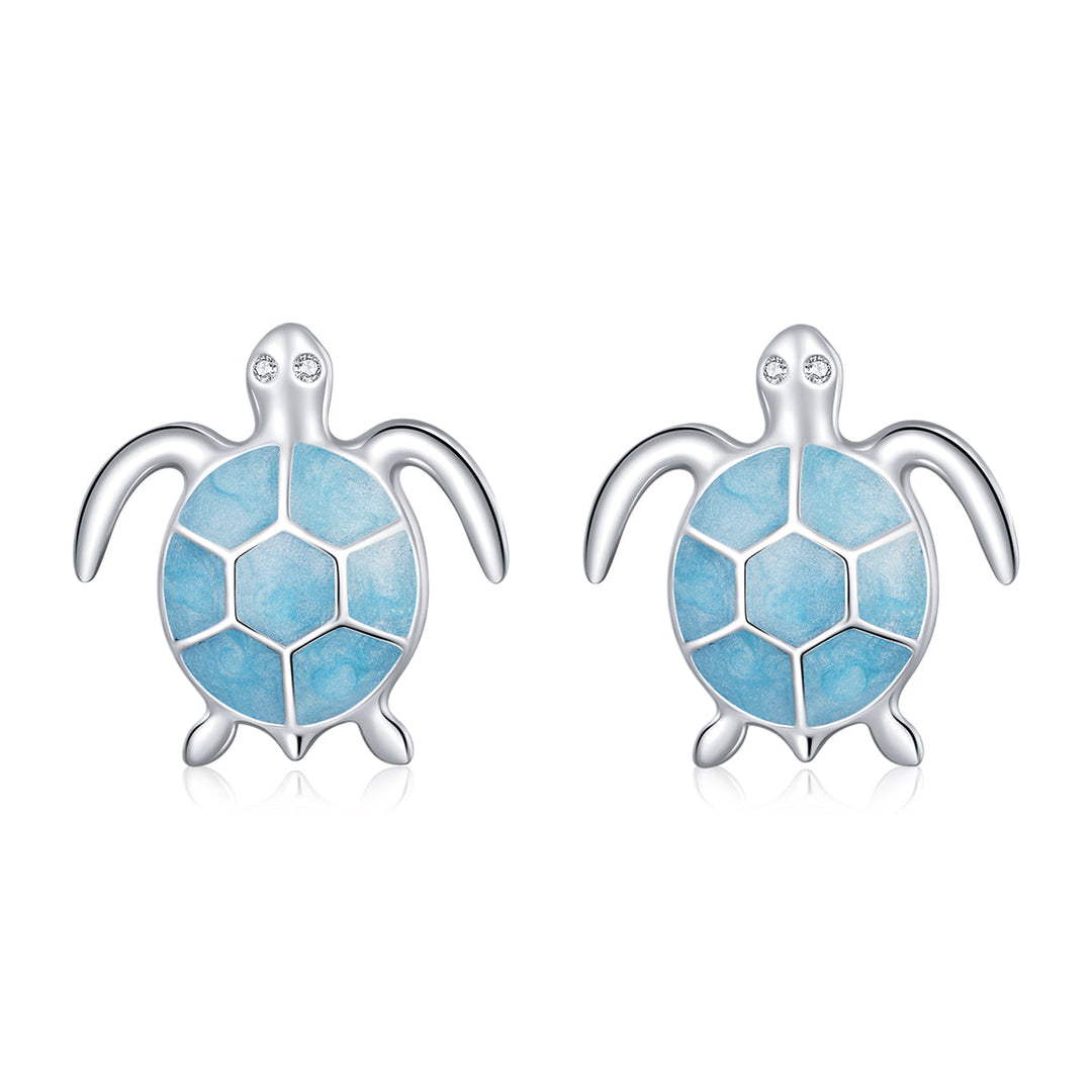 925 Sterling Silver Earrings for Women - Pavé Setting CZ with Enamel Process - 1cm