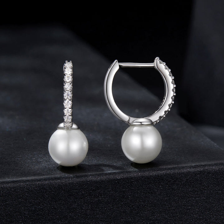 925 Sterling Silver Moissanite 0.15 Carat Earrings with Quality Shell Pearl for Women