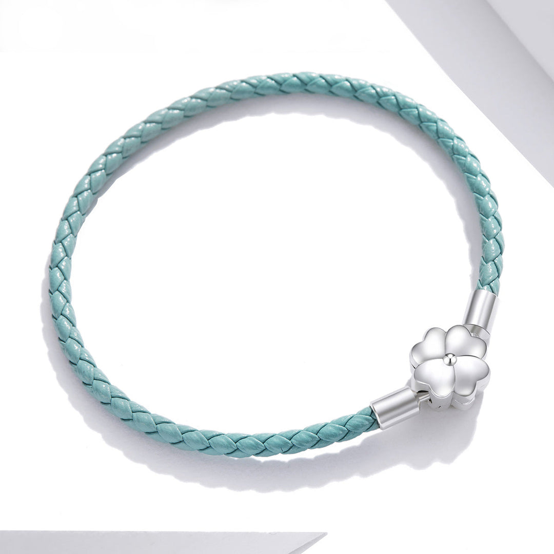 925 Sterling Silver and Leather 17cm Bracelet