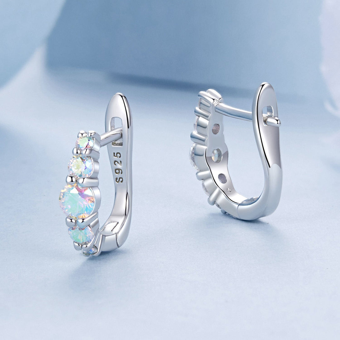 925 Sterling Silver Earrings with CZ in Pavé Setting, 12x3mm, for Women