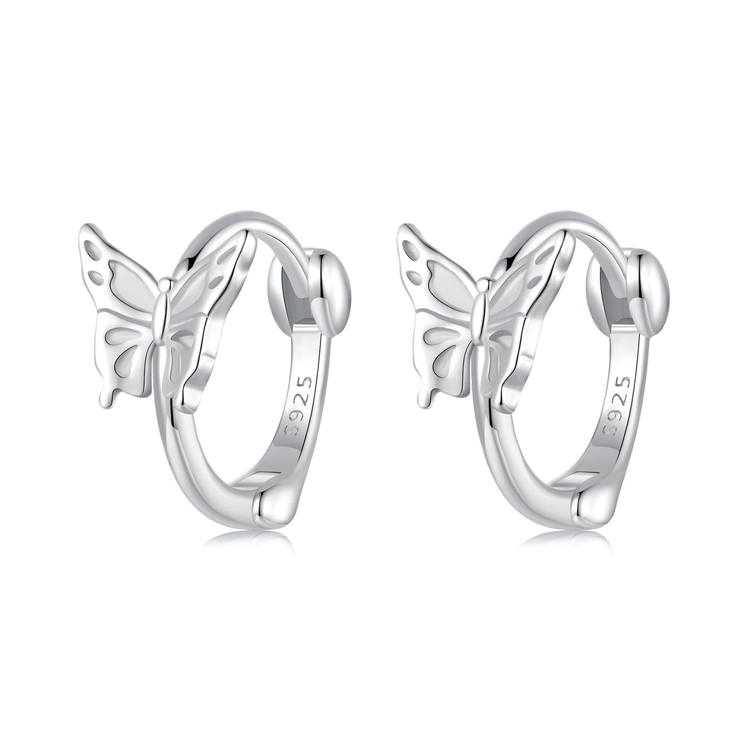 925 Sterling Silver Earrings with White Gold Plating, 1.1x0.7 cm, for Women