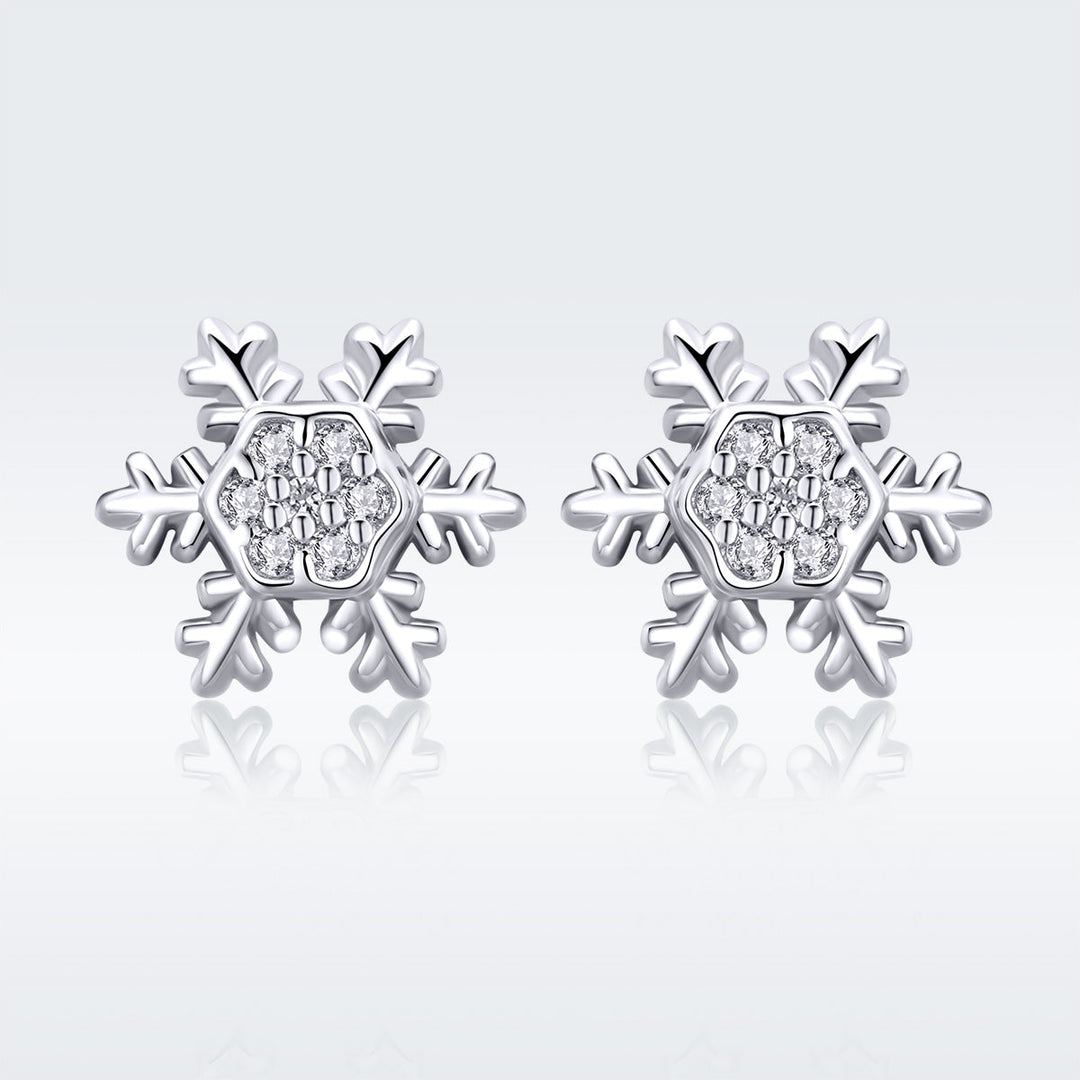 S925 Sterling Silver Earrings with CZ in Pavé Setting - 0.8*0.8cm for Women