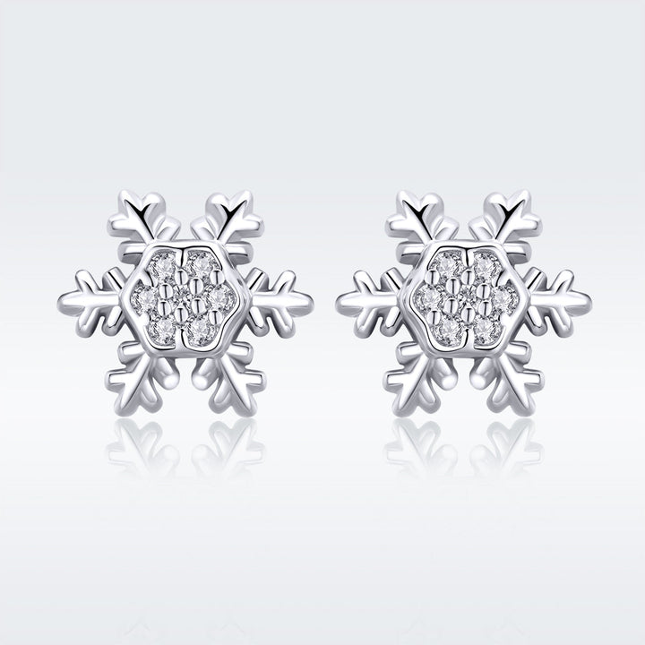 S925 Sterling Silver Earrings with CZ in Pavé Setting - 0.8*0.8cm for Women