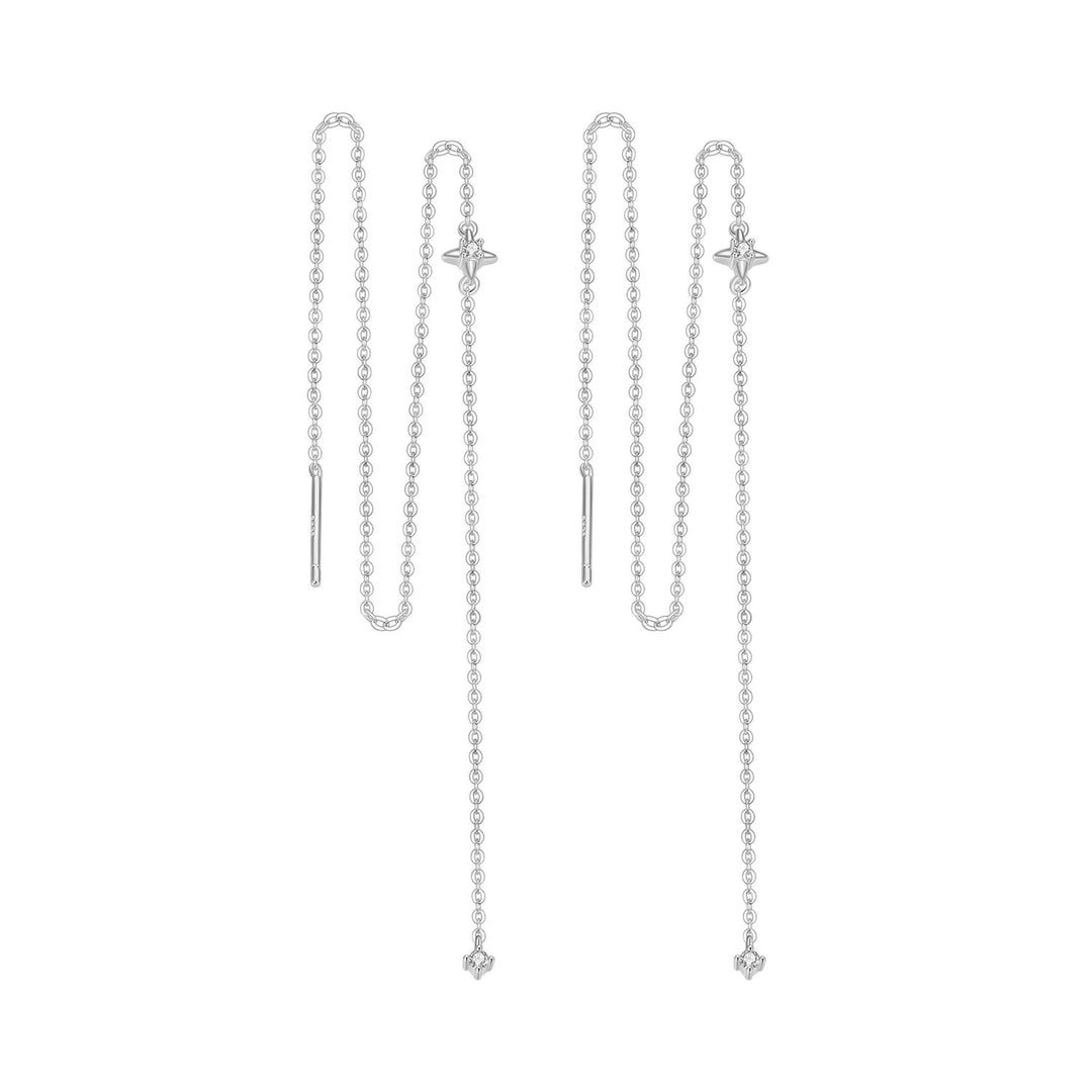 925 Sterling Silver Plated White Gold Moissanite Earrings 7cm for Women