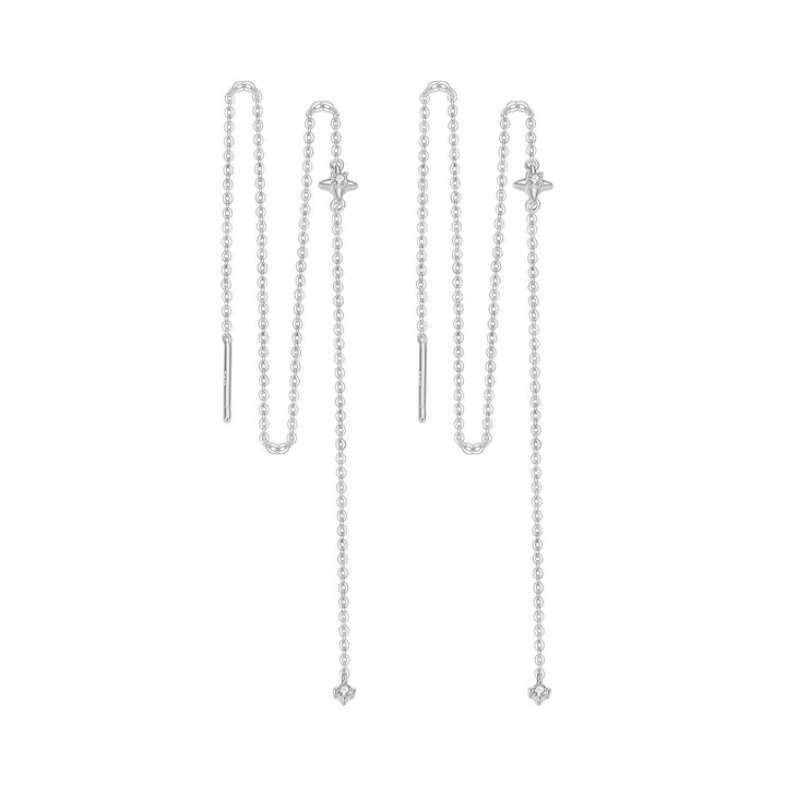 925 Sterling Silver Plated White Gold Moissanite Earrings 7cm for Women