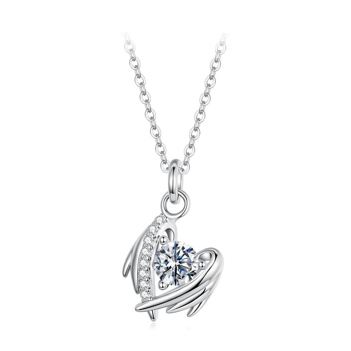 925 Sterling Silver Moissanite White Gold Plated Necklace for Women, Length 40+5cm