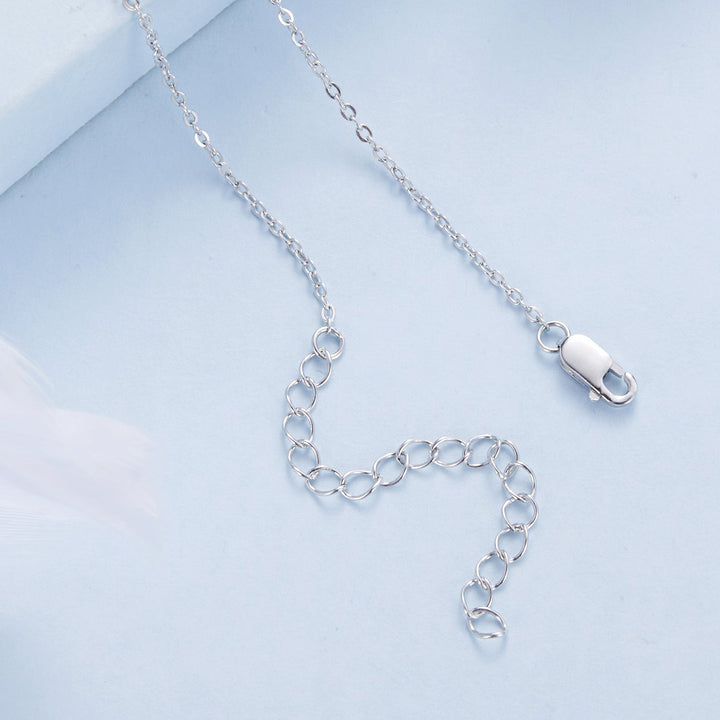 925 Sterling Silver Plated Platinum Pendant Necklace with Enamel and CZ for Women
