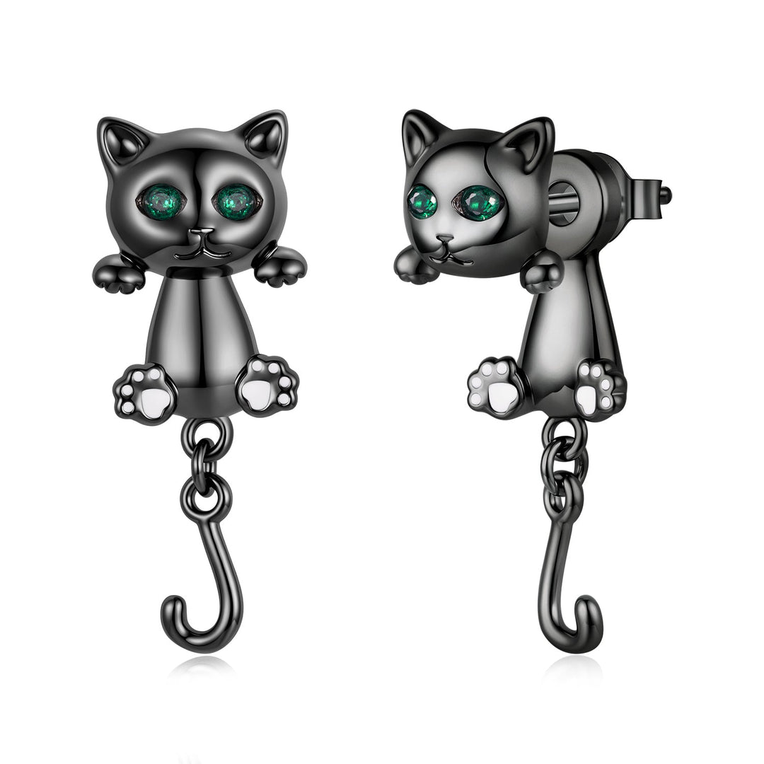 Brass &amp; S925 Silver Earrings | 2.8*1.1cm | White Gold Plated with Pavé Setting CZ for Women
