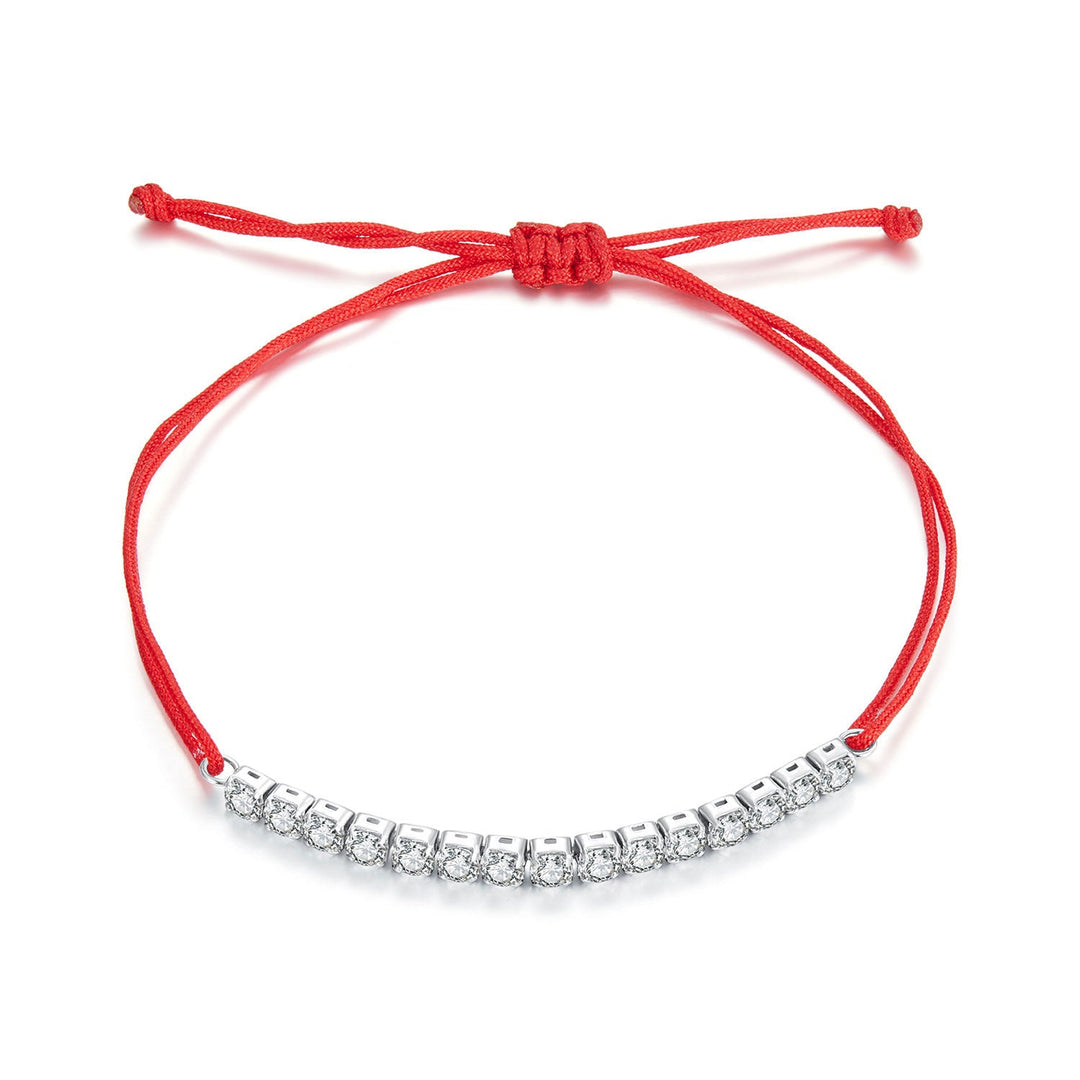 925 Sterling Silver Adjustable White Gold Plated Bracelet with CZ