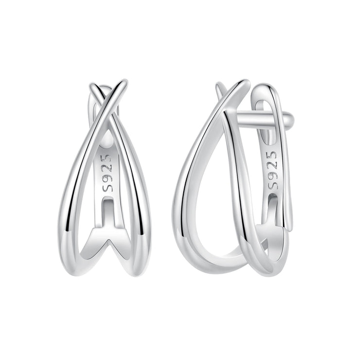 925 Sterling Silver Earrings 1.2x0.6cm with White Gold Plating for Women