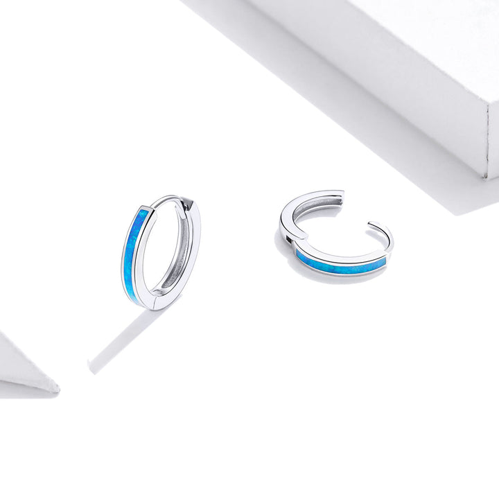925 Sterling Silver + Platinum Translucent Opal Earrings for Women