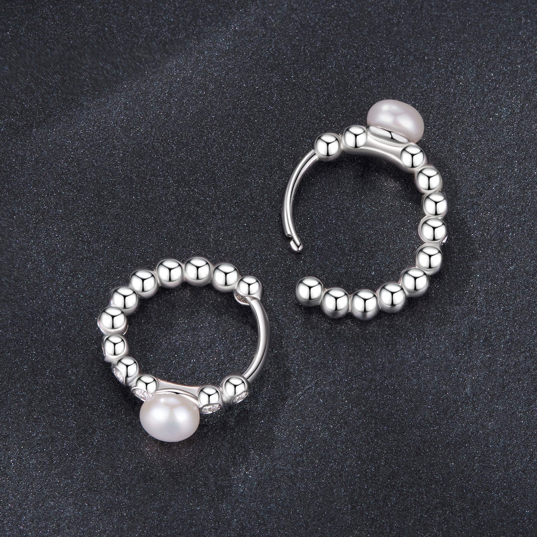 925 Sterling Silver White Gold Plated Moissanite &amp; Pearl Earrings for Women
