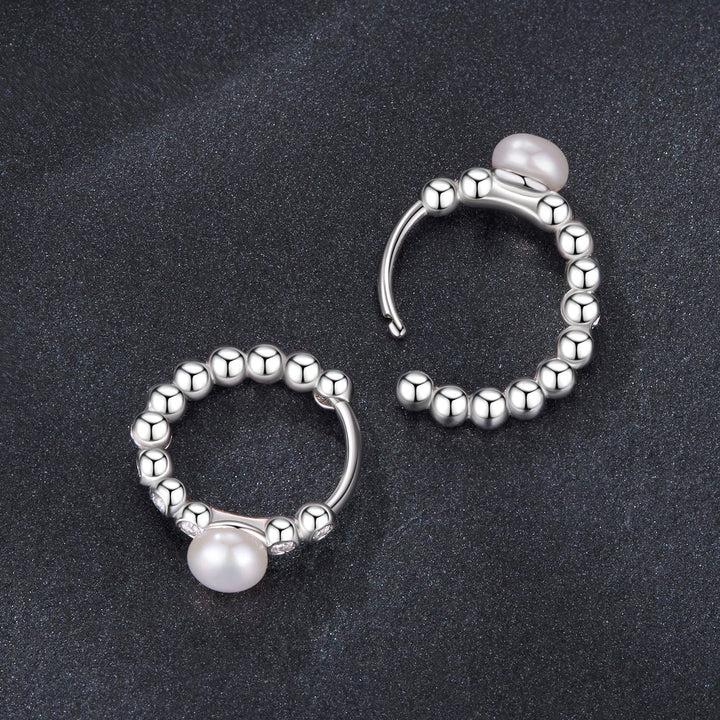 925 Sterling Silver White Gold Plated Moissanite &amp; Pearl Earrings for Women