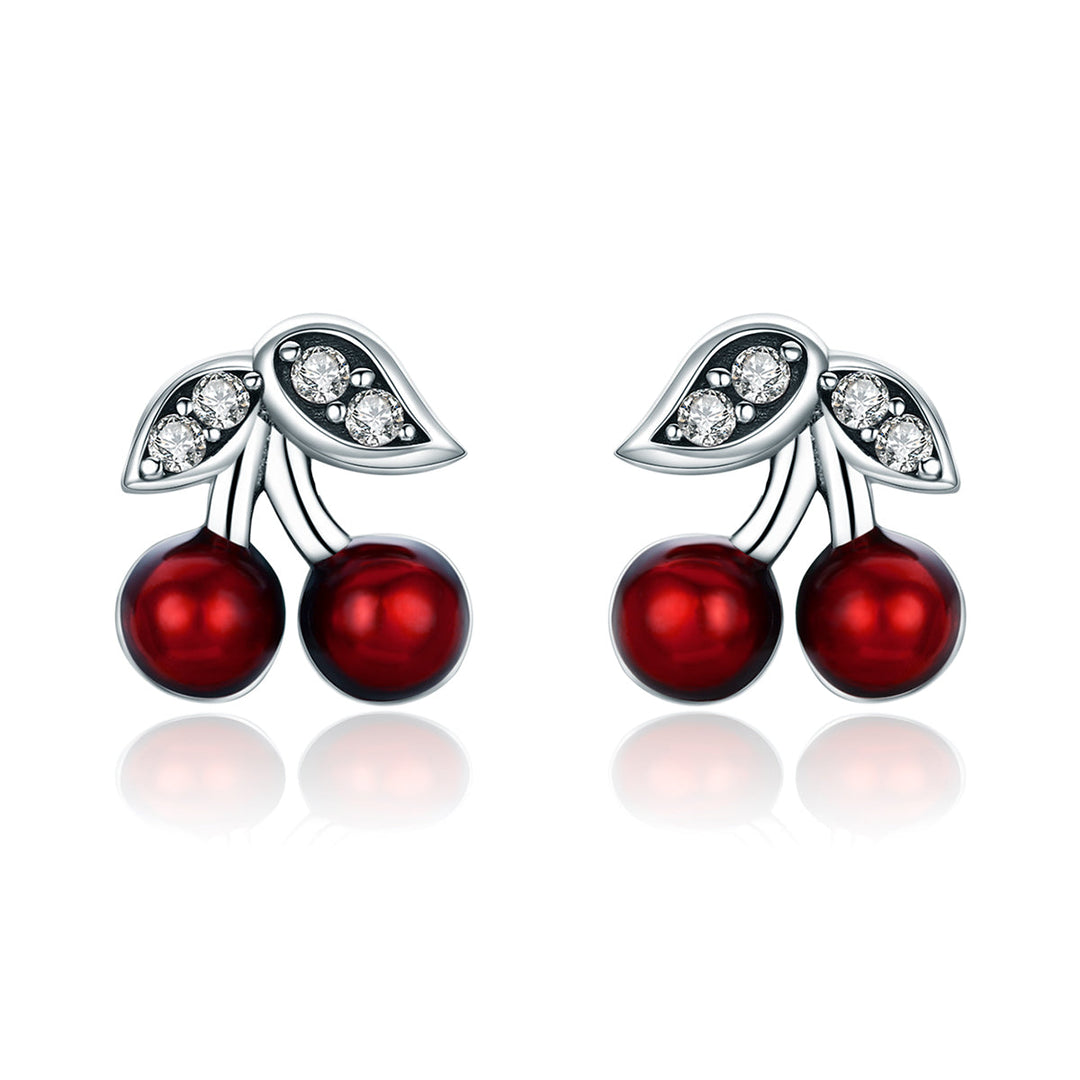 925 Sterling Silver Earrings with CZ &amp; Enamel, 0.9x0.8cm, for Women