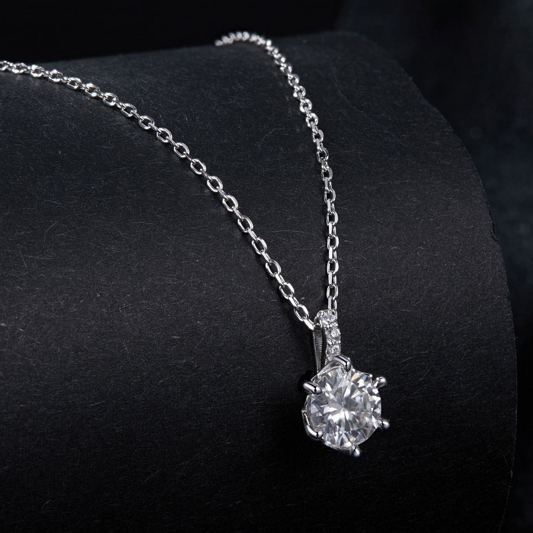 925 Sterling Silver Moissanite Plated Platinum Necklace for Women, 6.5mm, Style L, 400mm Length