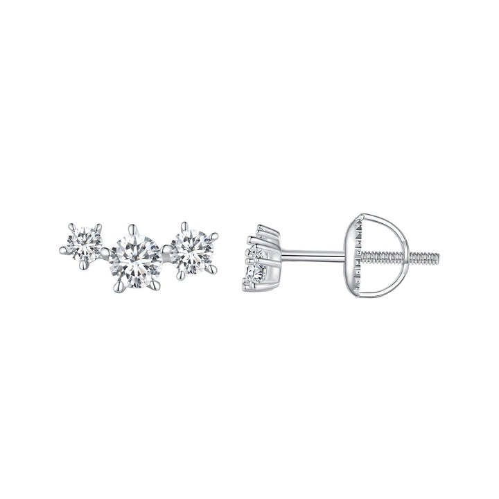 925 Sterling Silver Moissanite 0.01 Carat Earrings Size 4*9mm for Women