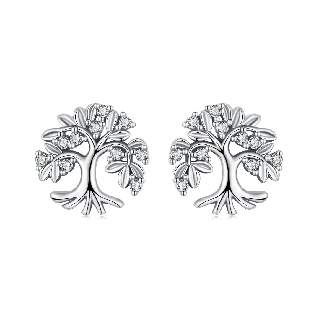 925 Sterling Silver Earrings with Pave Setting CZ - Oxidized Finish - 0.9cm