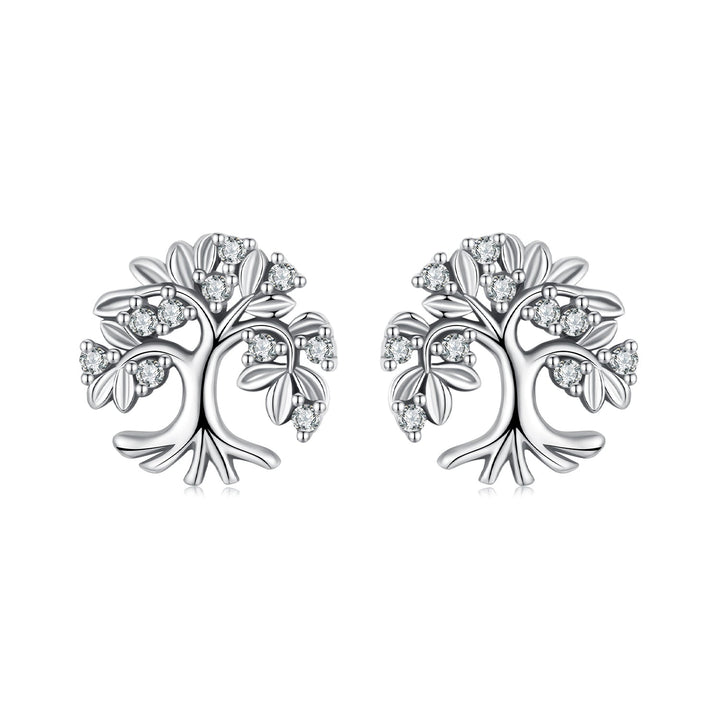 925 Sterling Silver Earrings with Pave Setting CZ - Oxidized Finish - 0.9cm