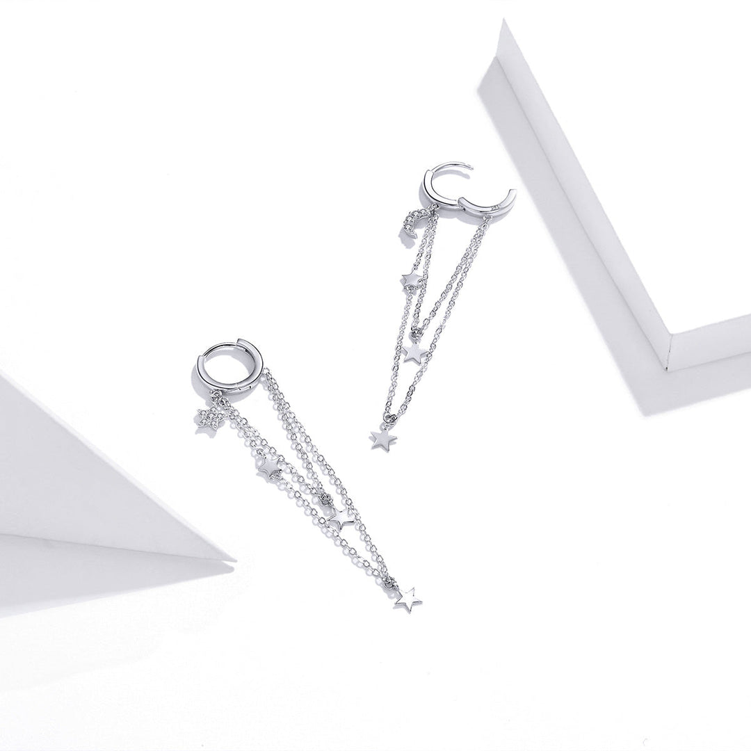 925 Sterling Silver Earrings with Plated Platinum and Pavé Setting CZ, Size 6.5cm