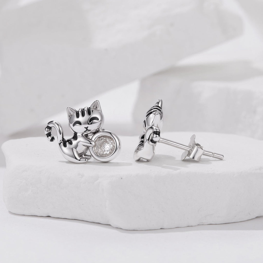 925 Sterling Silver Brass White Gold Plated Earrings with CZ for Women