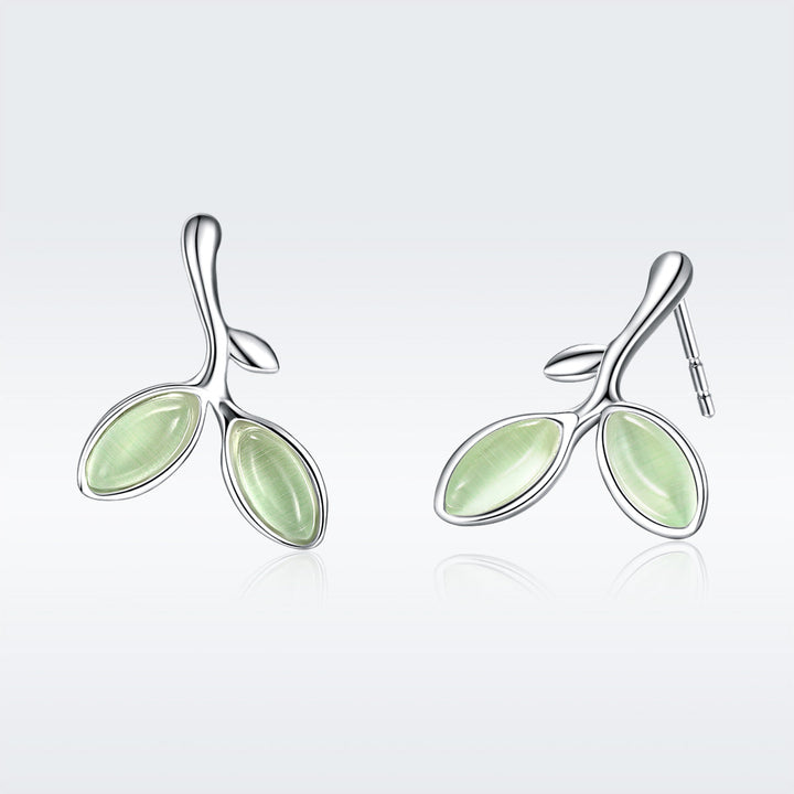 925 Sterling Silver Earrings with Synthetic Opal 1.5*1.3cm