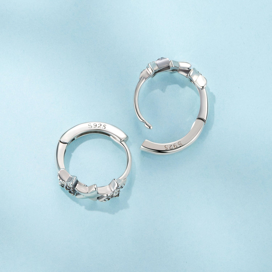 925 Sterling Silver Earrings with Pavé Setting CZ in Oxidized Silver