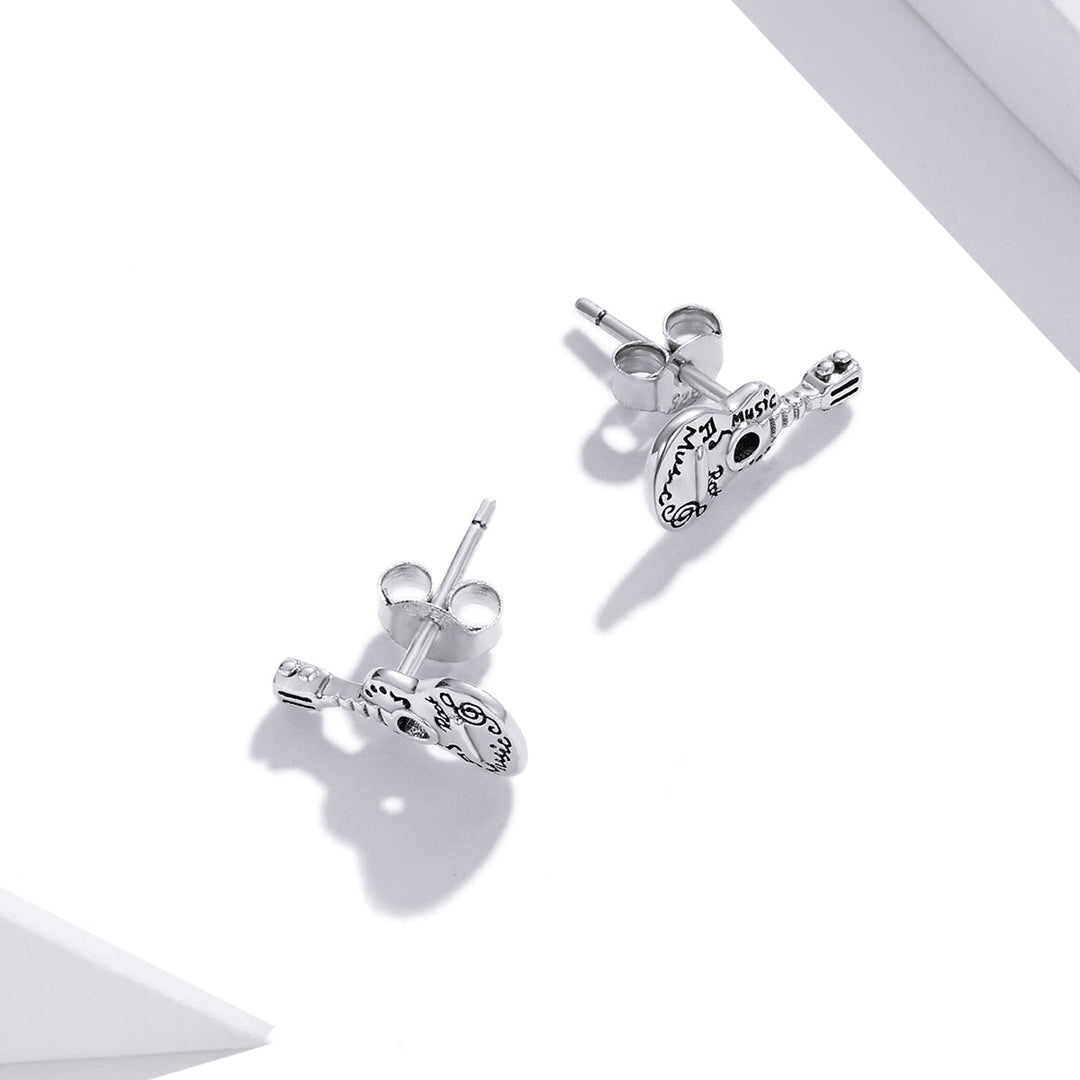 925 Sterling Silver &amp; Oxidized Silver Earrings for Women - 1.3*0.6cm