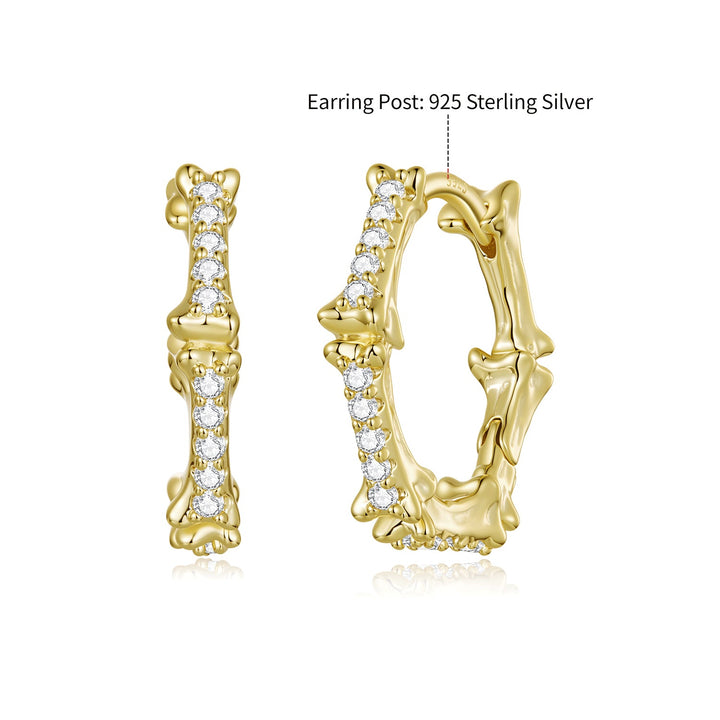 925 Silver Gold Plated Pavé CZ 1.6 x 0.3 cm Hoop Earrings for Women