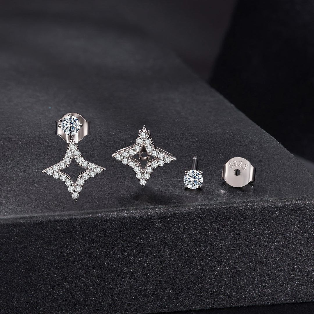 925 Sterling Silver Moissanite 0.1ct Earrings for Women