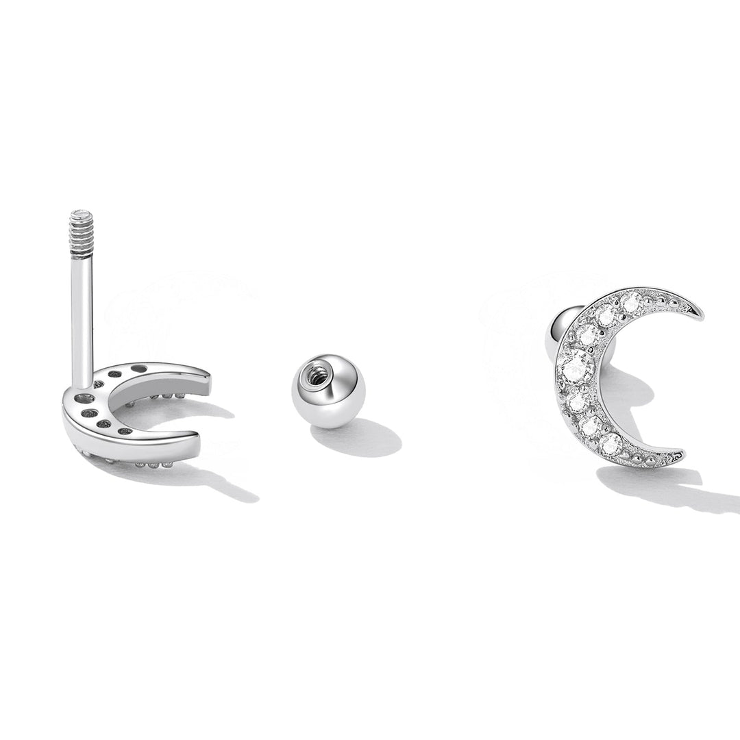 925 Sterling Silver Earrings with Pavé Setting CZ, 0.8*0.6cm for Women