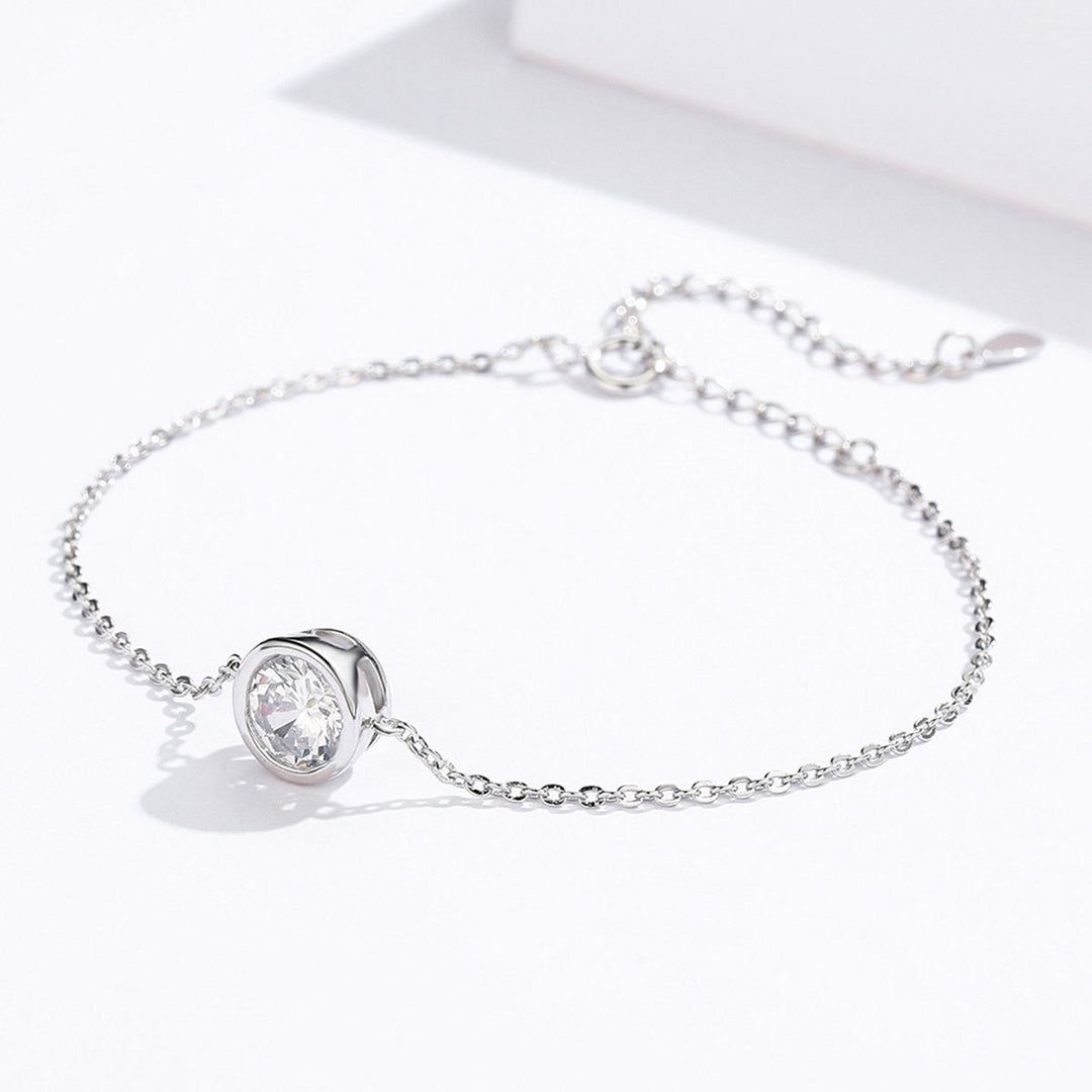 925 Sterling Silver &amp; Platinum Plated CZ Bracelet for Women