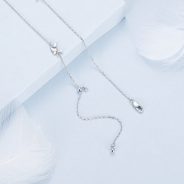 925 Sterling Silver Adjustable Necklace with White Gold Plating