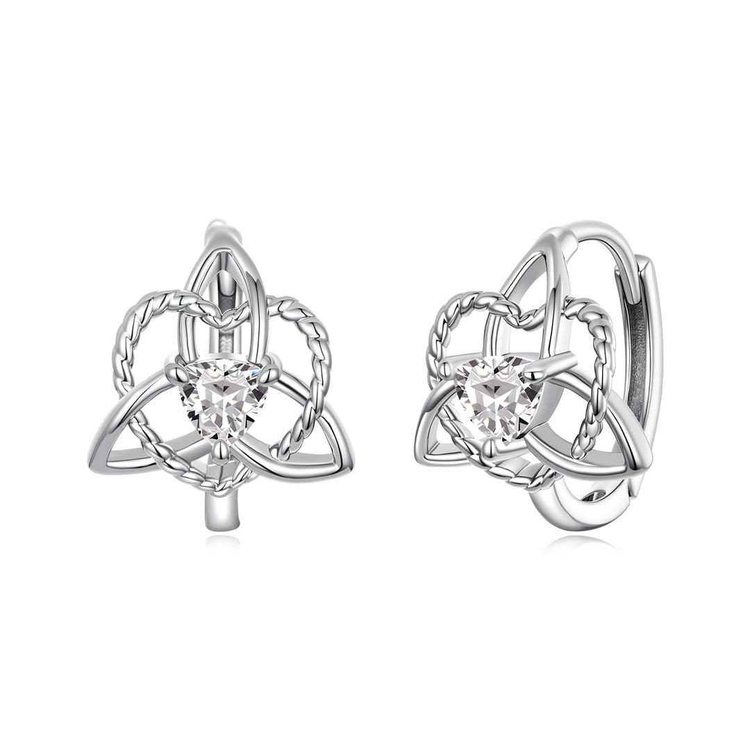 925 Sterling Silver White Gold Plated Pavé CZ 1.5x1.2cm Hoop Earrings for Women